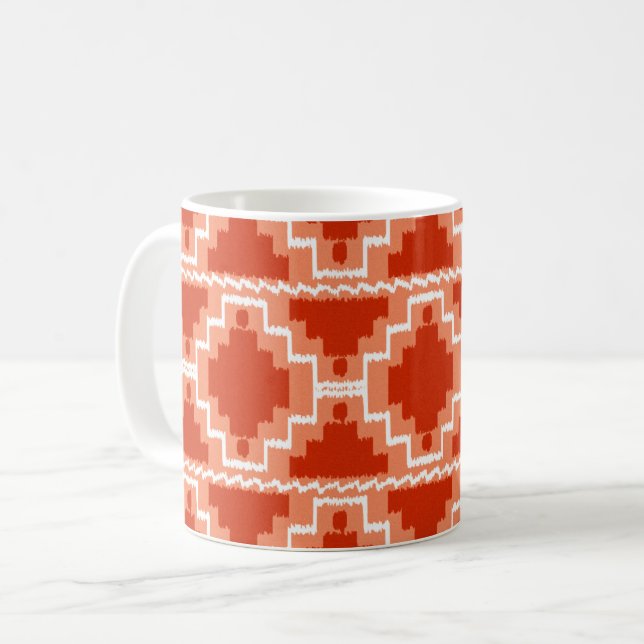 Ikat det Aztec mönster - rosta, orangen och vit Kaffemugg (Framsida vänster)