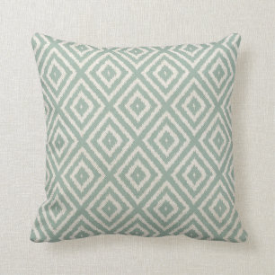 Ikat diamantmönster i Seafoam grönt Kudde