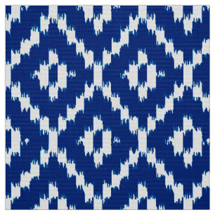 Ikat diamantmönster - koboltblått och vit tyg