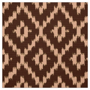 Ikat Diamond Mönster - Choklad och blek persika Tyg