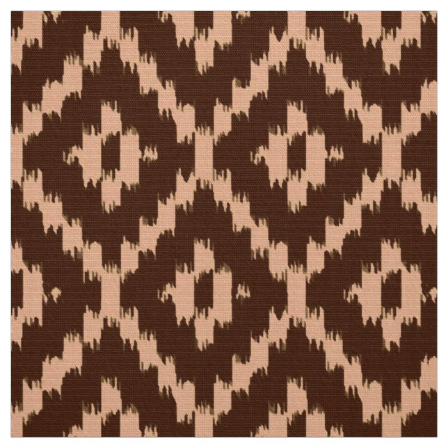 Ikat Diamond Mönster - Choklad och blek persika Tyg (Provkarta)