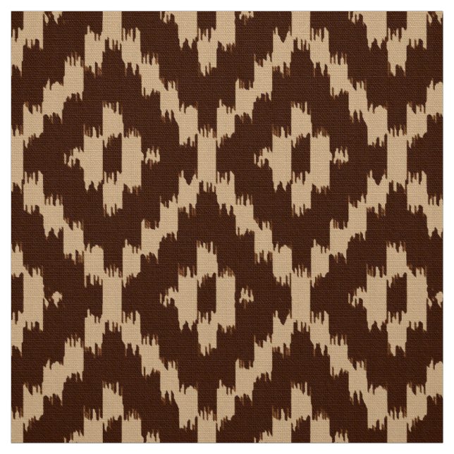 Ikat Diamond Mönster - Chokladbrun och beige Tyg (Provkarta)