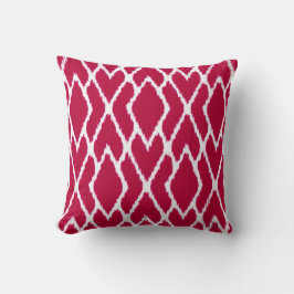 Ikat diamonds - Ruby Red and white Kudde