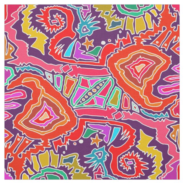 ikat doodle Red Tyg (Provkarta)