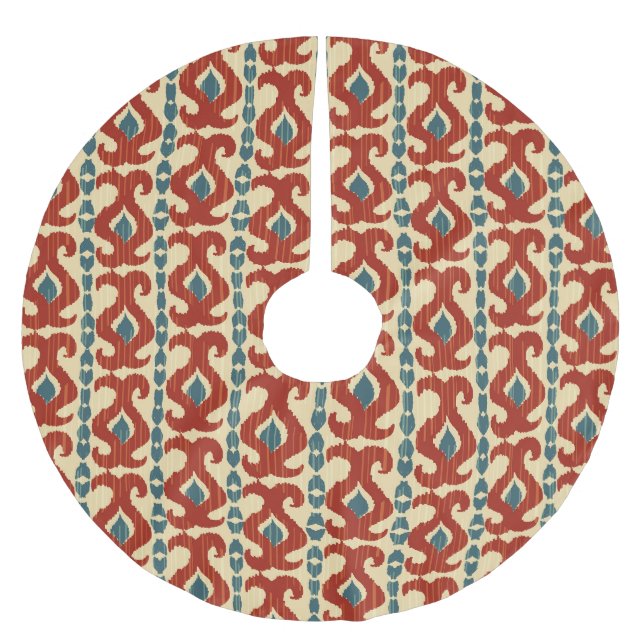 Ikat Elegance: Sömlös Mönster Design. Julgransmatta Borstad Polyester (Framsidan)
