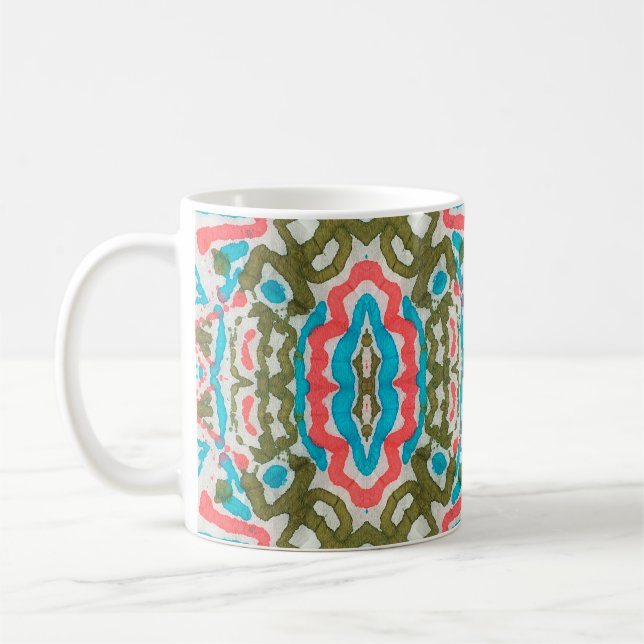 Ikat Ethnic Abstrakt Mönster. Shaman Mönster. Peni Kaffemugg (Vänster)