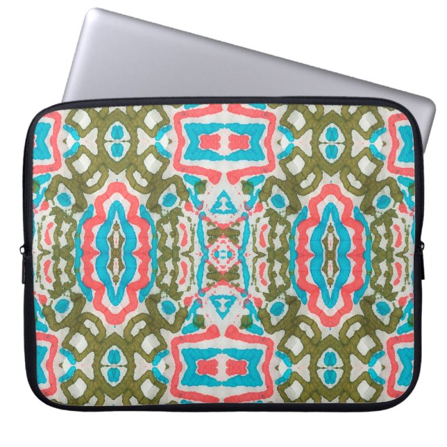Ikat Ethnic Abstrakt Mönster. Shaman Mönster. Peni Laptop Fodral (Framsidan)