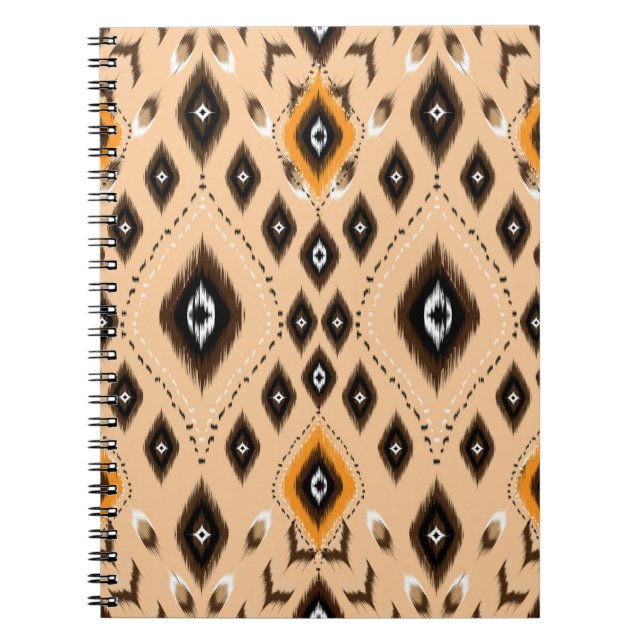 Ikat Ethnic Geometric Folklore Mönster Anteckningsbok (Framsidan)