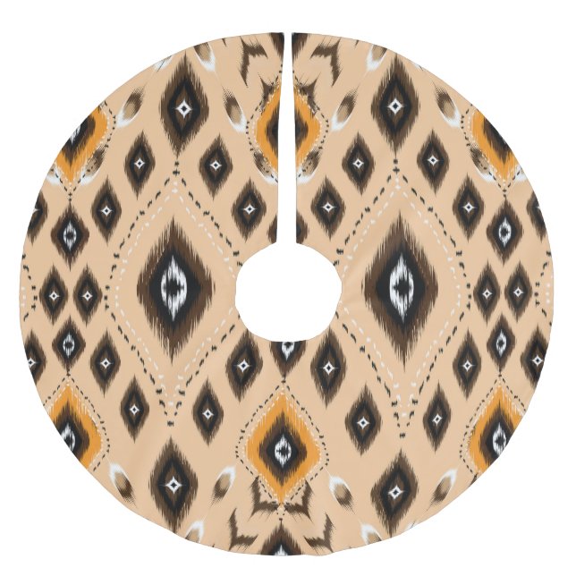 Ikat Ethnic Geometric Folklore Mönster Julgransmatta Borstad Polyester (Framsidan)