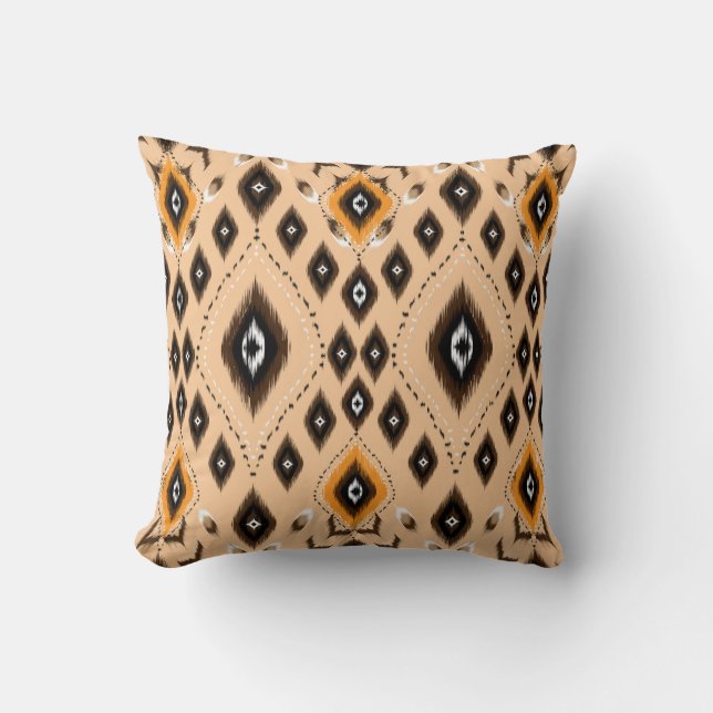 Ikat Ethnic Geometric Folklore Mönster Kudde (Framsida)