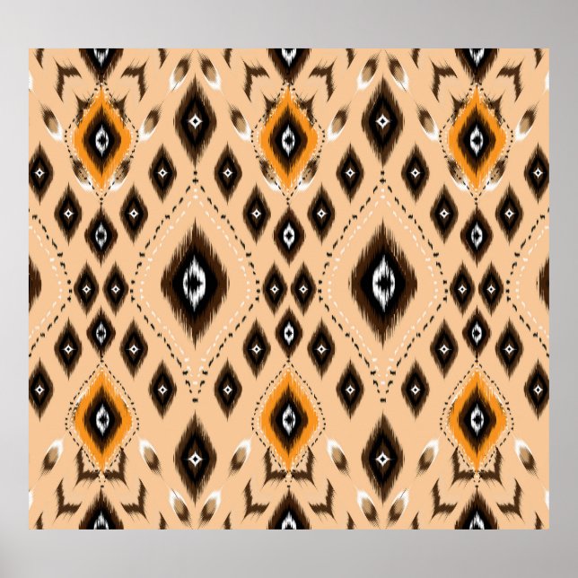 Ikat Ethnic Geometric Folklore Mönster Poster (Framsidan)
