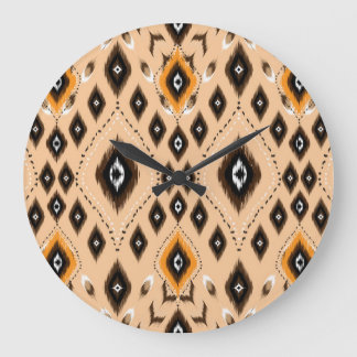 Ikat Ethnic Geometric Folklore Mönster Stor Klocka