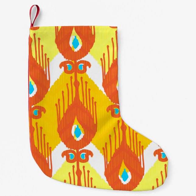 Ikat Fabric Mönster: Ethnic Vintage Design. Liten Julstrumpa (Framsidan)