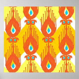 Ikat Fabric Mönster: Ethnic Vintage Design. Poster