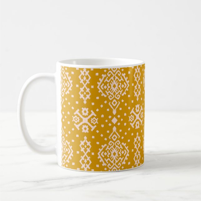 Ikat folklore ornament - struktur från etnisk härk kaffemugg (Vänster)