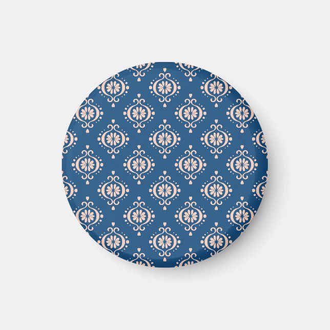 Ikat Geometric Folklore Damask Ornament Magnet (Framsidan)