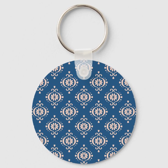 Ikat Geometric Folklore Damask Ornament Nyckelring (Framsida)