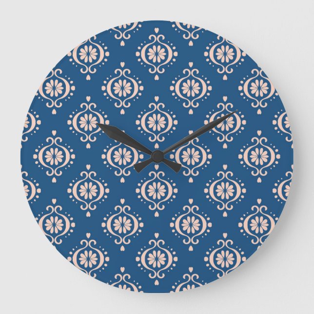Ikat Geometric Folklore Damask Ornament Stor Klocka (Framsida)