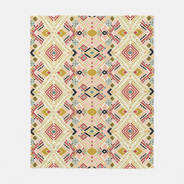 Ikat geometric folklore, oriental damask-mönster. fleecefilt (Framsidan)