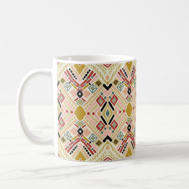 Ikat geometric folklore, oriental damask-mönster. kaffemugg (Vänster)