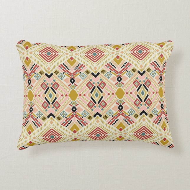 Ikat geometric folklore, oriental damask-mönster. prydnadskudde (Framsidan)
