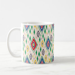 Ikat geometric folklore ornament med diamanter. Tr Kaffemugg