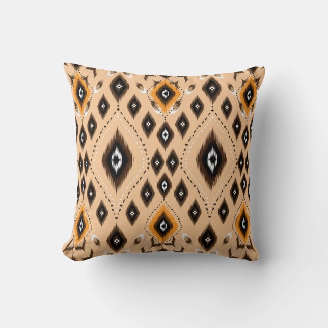 Ikat geometric folklore ornament. Tribal etnisk ti Kudde (Framsida)