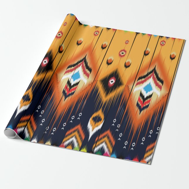 Ikat geometric folklore ornament. Tribal etnisk ti Presentpapper (Utrullad)