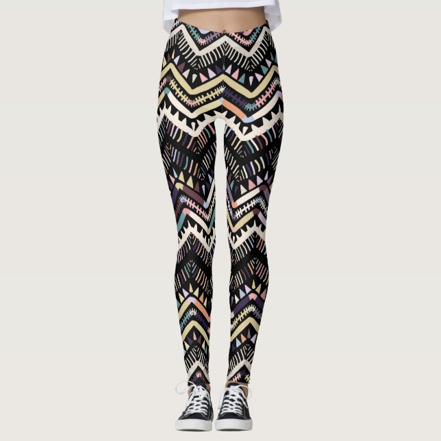 Ikat geometric folklore, stam Aztec mönster. Leggings (Framsida)