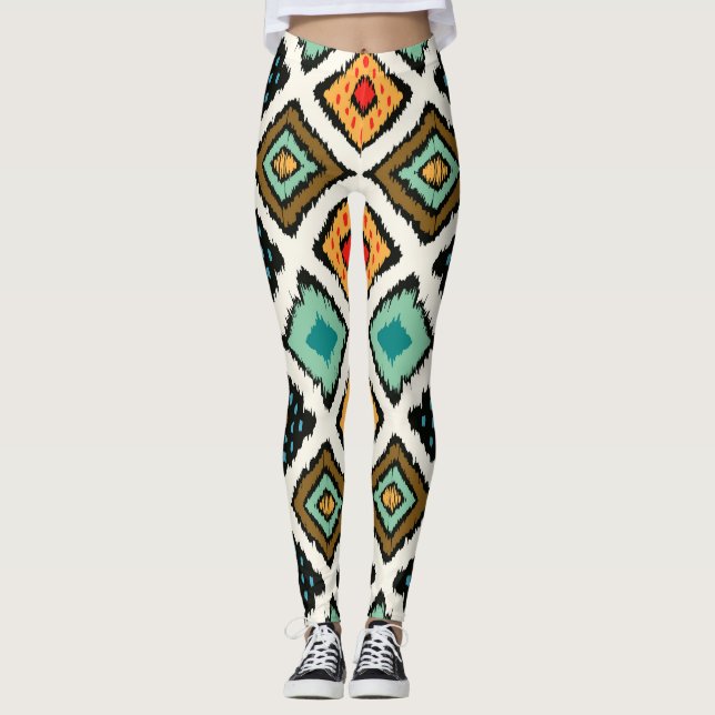 Ikat geometric, folklore tribal struktur. leggings (Framsida)