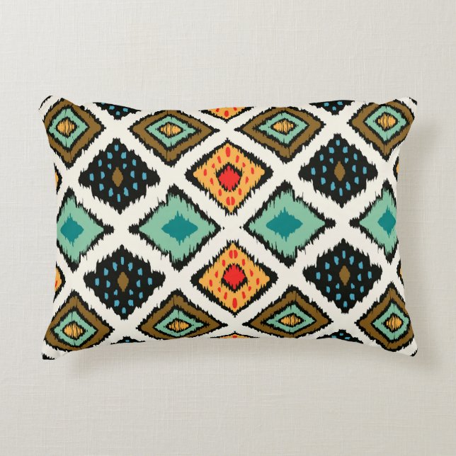 Ikat geometric, folklore tribal struktur. prydnadskudde (Framsidan)