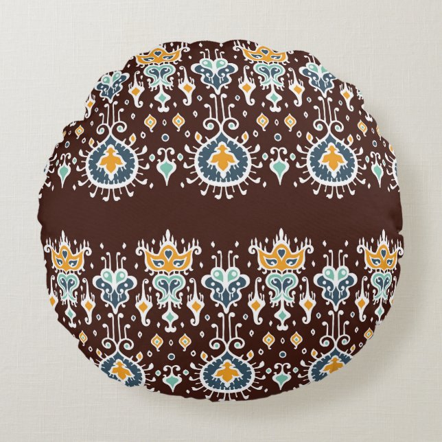 Ikat-inspiration: Oriental Elegance Rund Kudde (Framsidan)