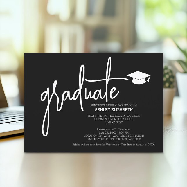 Ikat Modern Studentfest Inbjudningar (Modern Graduation Announcement and Party Invitation)