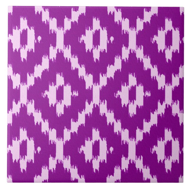 Ikat mönster - Amethyst lila and orchid Kakelplatta (Framsidan)
