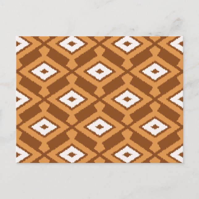 Ikat Mönster - Brown, Rust och Cream Vykort (Framsida)