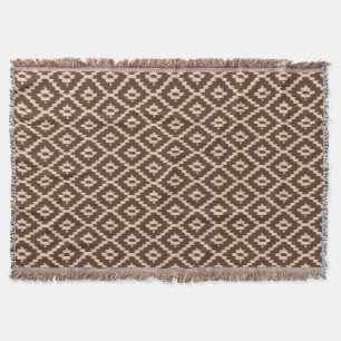 Ikat mönster - Choklad och blek persika Filt