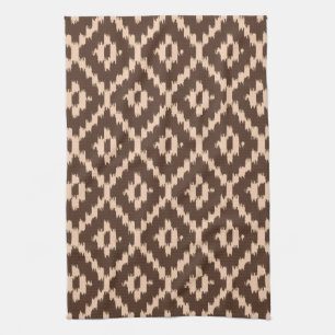 Ikat-mönster - Choklad och blekt persika Kökshandduk