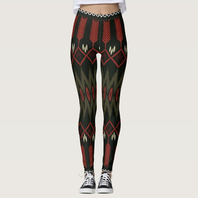 Ikat Mönster: Geometric Ethnic Ornament Leggings (Framsida)