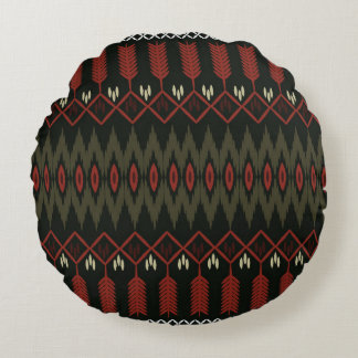 Ikat Mönster: Geometric Ethnic Ornament Rund Kudde