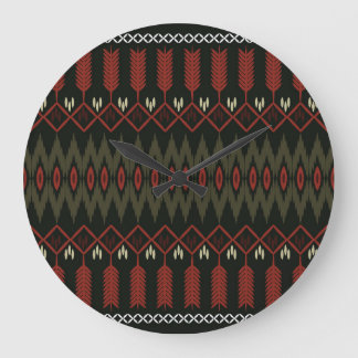 Ikat Mönster: Geometric Ethnic Ornament Stor Klocka