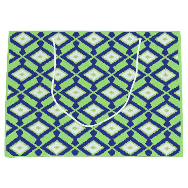 Ikat Mönster - Grönt, Indigo Blue och White (Framsidan)