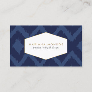 Ikat Mönster i Affärskortet Blue Designer Visitkort