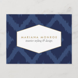 Ikat Mönster i blådesignervykort Vykort