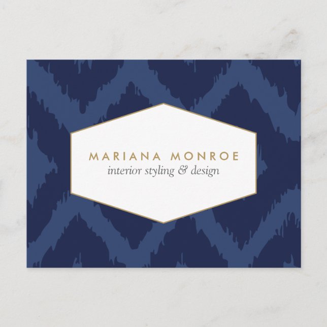 Ikat Mönster i blådesignervykort Vykort (Framsida)