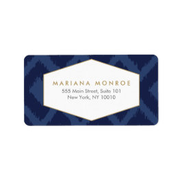 Ikat Mönster i Blue Designer Address Label Adressetikett