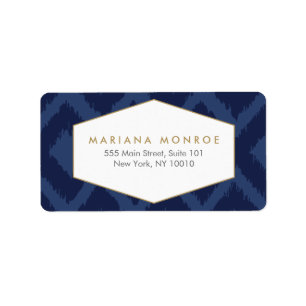 Ikat Mönster i Blue Designer Address Label Adressetikett