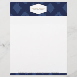 Ikat Mönster i Blue Designer Letterhead Brevhuvud