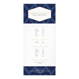 Ikat Mönster i Blue Designer Rack Card Reklamkort