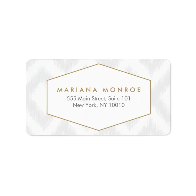 Ikat Mönster i Grått Designer-adressetikett Adressetikett (Framsidan)
