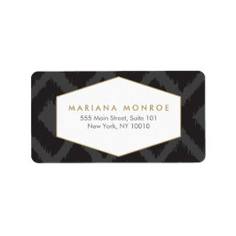Ikat Mönster i Mörk Grått Designer Address Label Adressetikett